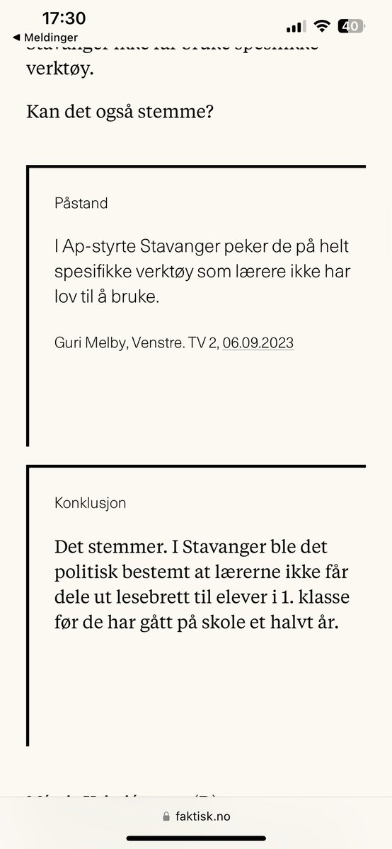 <a href="/mimirk/">Mímir Kristjánsson</a> <a href="/gurimelby/">Guri Melby</a> Det er ganske drøyt å skulde ein annan stortingsrepresentant for å lyge. Særleg når ho … snakka heilt sant. Reknar med du går tilbake på dette, no når <a href="/faktisk_no/">Faktisk</a> har sjekka påstanden? faktisk.no/artikler/jdp6r…