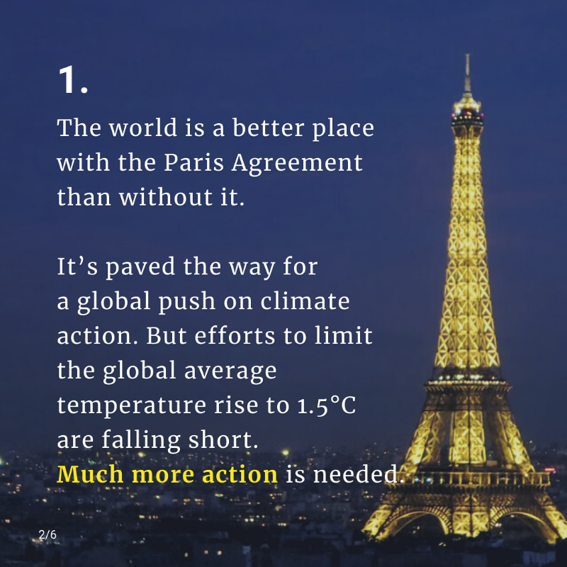 UNFCCC's tweet photo. Implementation of the Paris Agreement on #ClimateChange must accelerate amid a rapidly closing window of opportunity.

That’s the main finding from today's Global Stocktake report.

👇 Here’s how we get back on track: