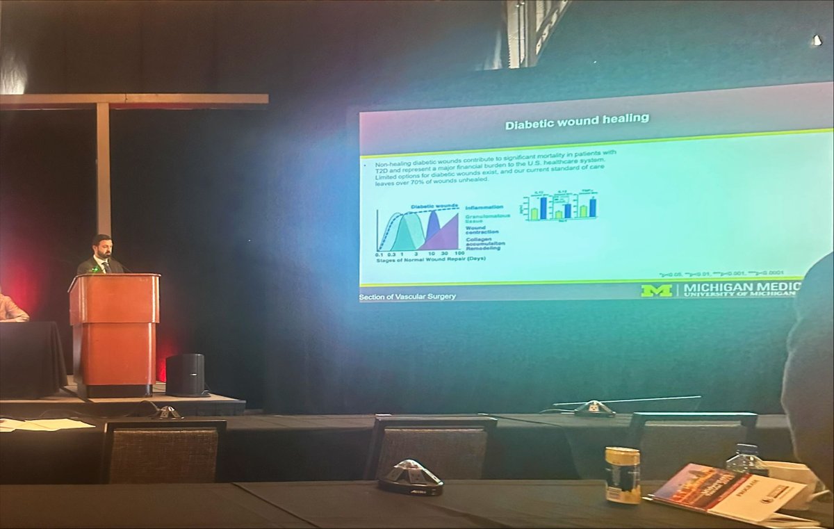 @UoMVascSurgery resident Kevin Mangum wowing the audience at MVSS talking about histone methyltransferase and wound healing! @KevinDMangum