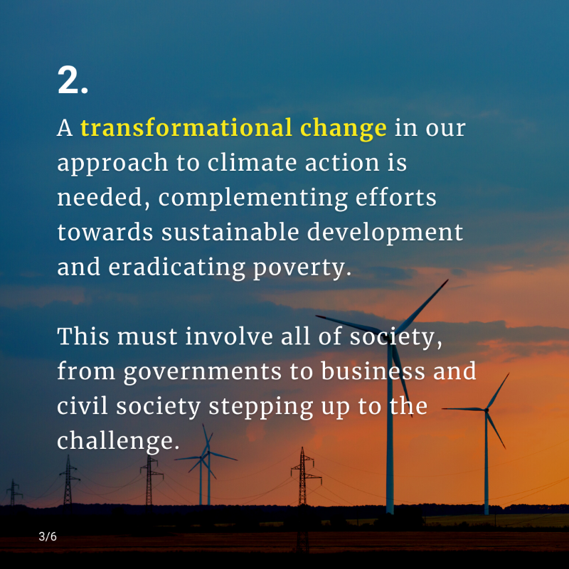 UNFCCC's tweet photo. Implementation of the Paris Agreement on #ClimateChange must accelerate amid a rapidly closing window of opportunity.

That’s the main finding from today's Global Stocktake report.

👇 Here’s how we get back on track: