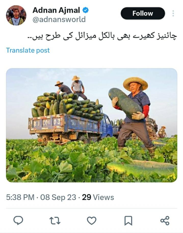 MIRJAMIL13's tweet photo. @adnansworld @Ghummans Or patwarion ko kheerey bhi missile lgte hain https://t.co/wVO5rAaUqV