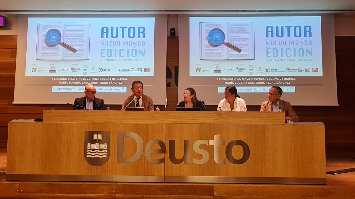 AEEEIE's tweet photo. Inaguraron: #MariaEugeniaSalaverri  (Presidenta de la AEE/EIE) #BingenZupiria @ZupiriaB  (Consejero de Cultura del Gobierno Vasco) #PedroSanchez @CEDROenlinea   (Director de socios de CEDRO) #FernandoDiez (Director de publicaciones de la Universidad de Deusto @udeusto_bilbo ) 👏 https://t.co/M8QOEkafF8