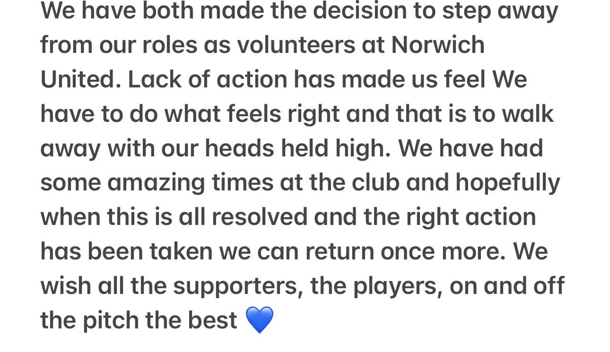 ollietofficial's tweet photo. It’s been a pleasure volunteering @NorwichUnitedFC I’m sure it’s not goodbye for us long term and hopefully we will return one day ! 💔#thisisnotgoodbye #UTP https://t.co/zYfZXVoabD