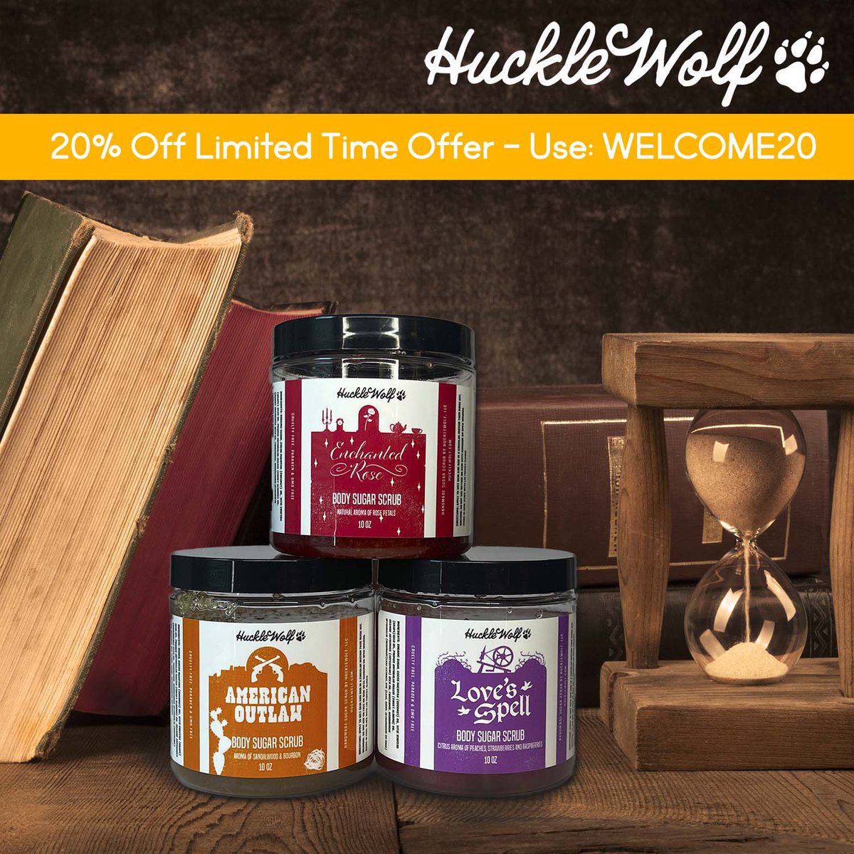 HuckleWolf's tweet photo. Grab 20% off for a limited time on all Sugar Scrubs &amp; Soaps!

Organic sugar with natural oils to help smooth out rough skin.

https://t.co/Rio3Mec8BE
Flavors For Your Skin

#sugarscrub #bodyscrub #beautybloggers #skincare #beauty #beautycare #themepark #themeparklife #hucklewolf https://t.co/PqOspDsPx9
