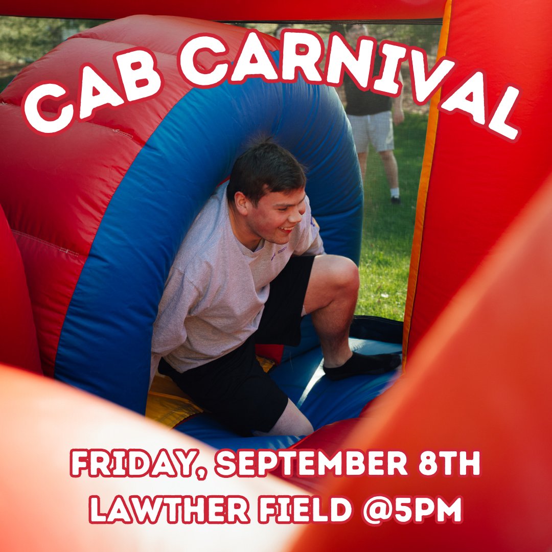Today is the Day! Join us for an evening full of fun! We will have inflatables, Yard games, and Treats such as Ice cream sandwiches and popcorn! We can't wait to see you all there! Register for this event and all other CAB events with the link in our Bio!🎪🎉