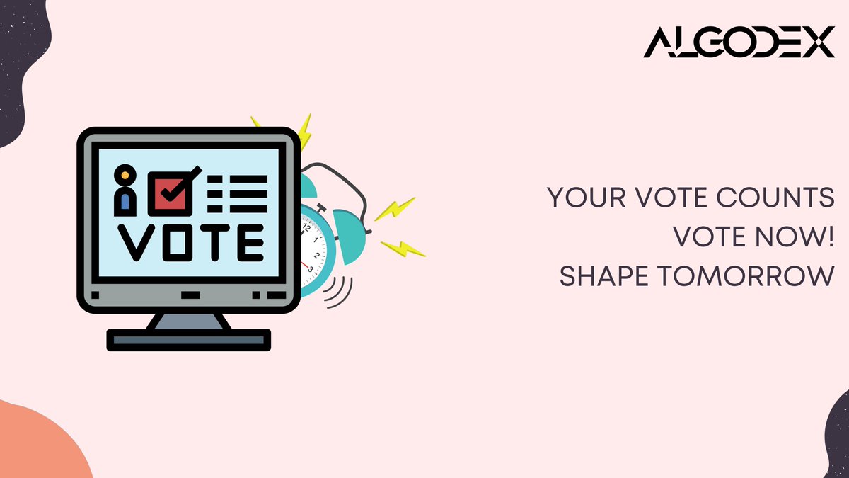 ⏰ALGX HOLDERS, THE CLOCK IS TICKING!⏰
Your vote is the key to our future. Ensure your voice resonates by voting now before it's too late.
Join us in shaping our future together!

The polls close in 1 day!

Vote now - app.algodex.com/vote