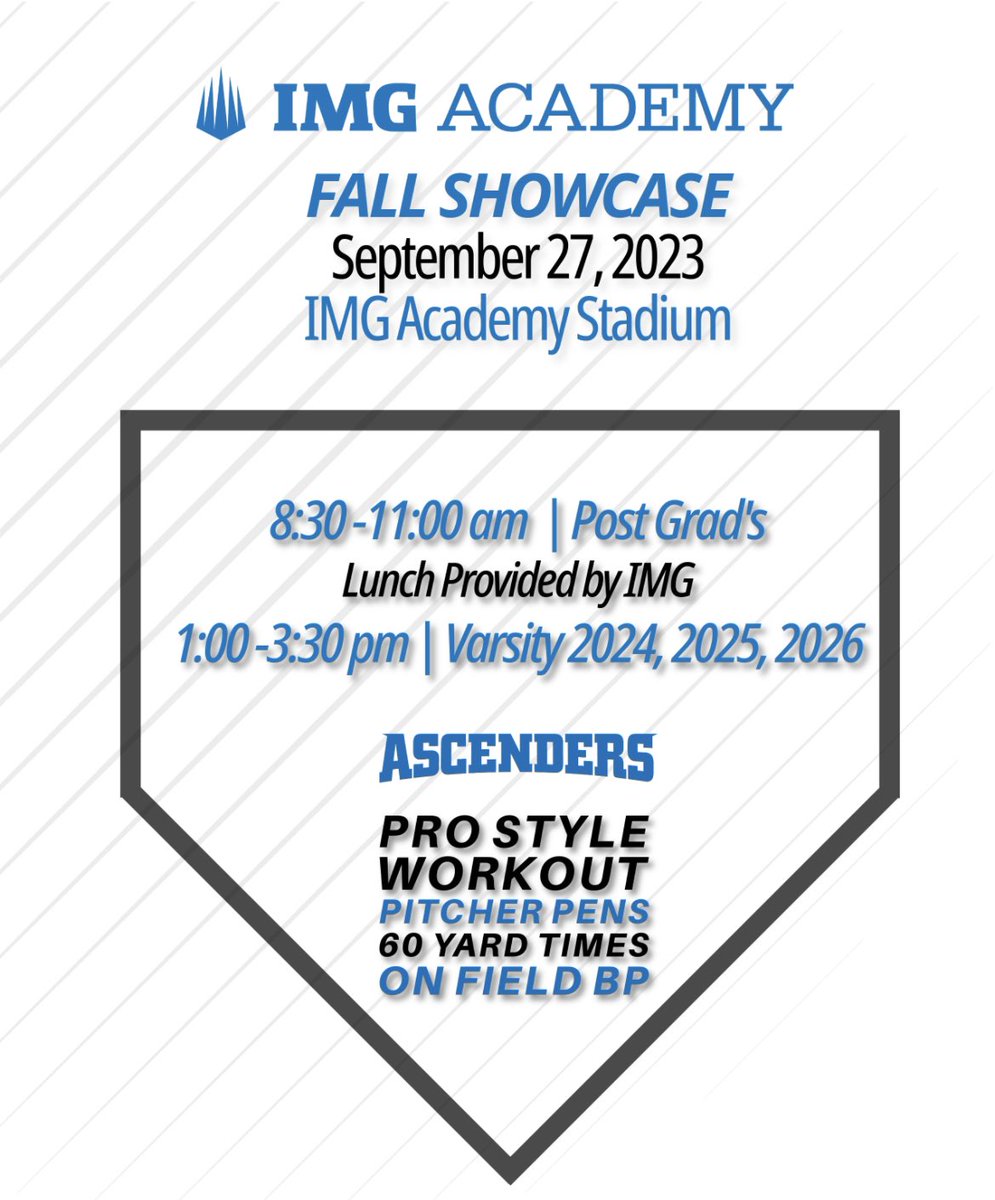 IMGABaseball's tweet photo. 🚨 ALL College Coaches 🚨

We are hosting our annual Fall Showcase on Wednesday, September 27th. If you are interested in attending reach out to Joe Jordano. 

Joseph.Jordano@img.com https://t.co/JJUSxvT9f9