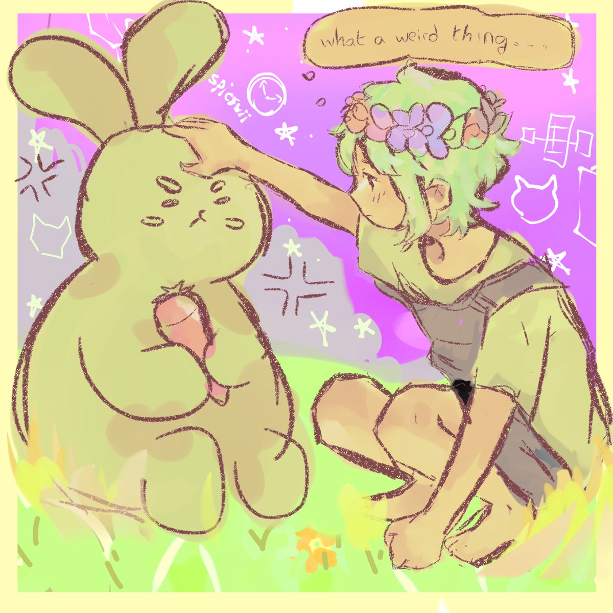 spicychicken174's tweet photo. Basil and his silly friend 

#omori #basil #omorifanart #basil #omoribasil https://t.co/G32R4xyTOe