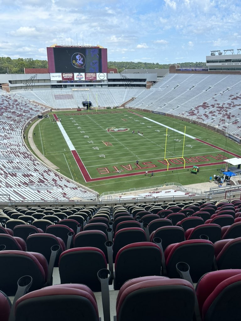 Hugh__Tomlinson's tweet photo. Painting Bobby Bowden Field!  Happy Garnet &amp; Gold Friday!!!  Go #Noles! https://t.co/7sUJ05r71A