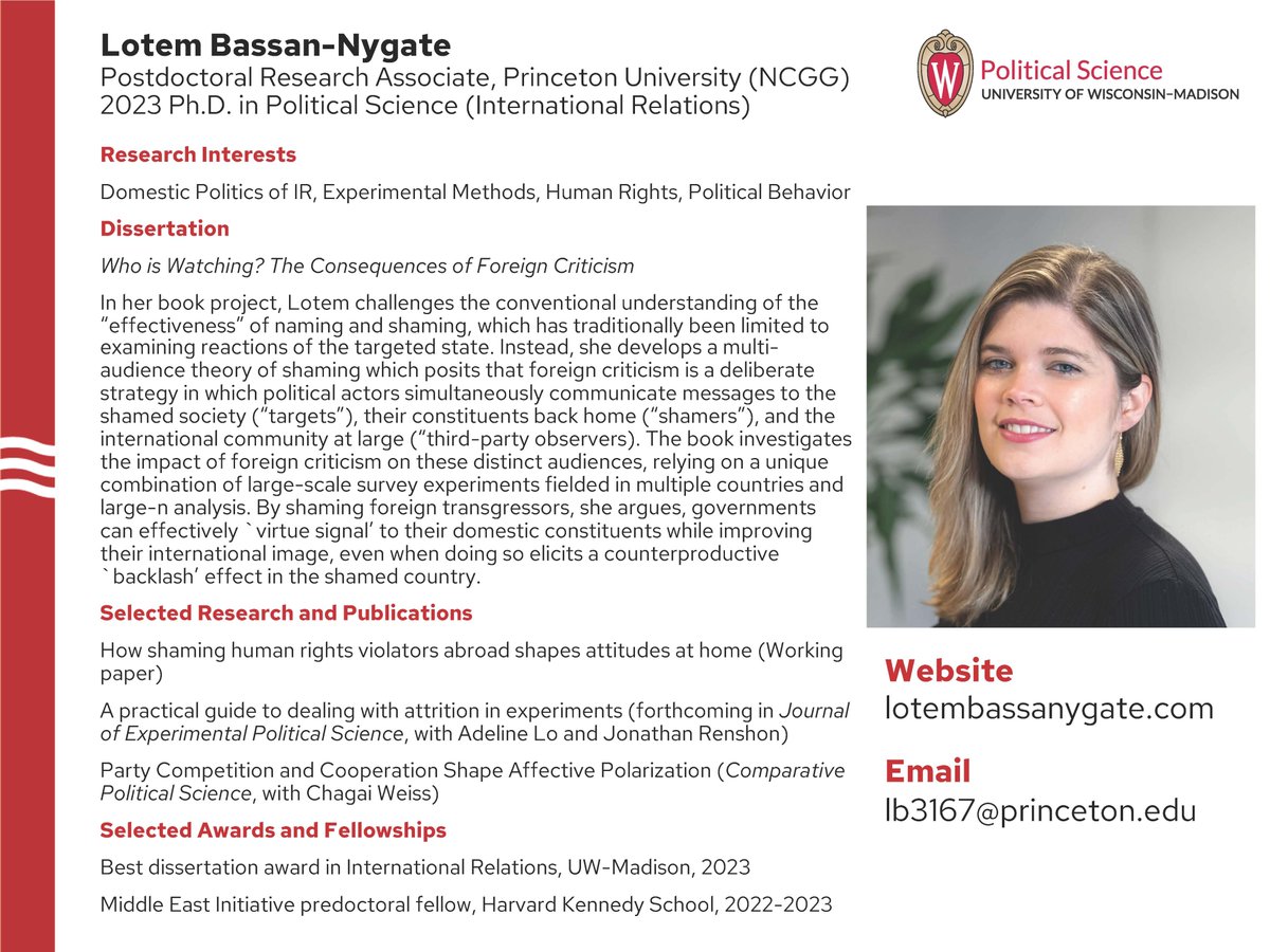 Today our featured job market candidate is Lotem Bassan-Nygate! Lotem, an August graduate, is currently a Postdoctoral Research Associate at Princeton University. Check out Lotem’s website here: lotembassanygate.com