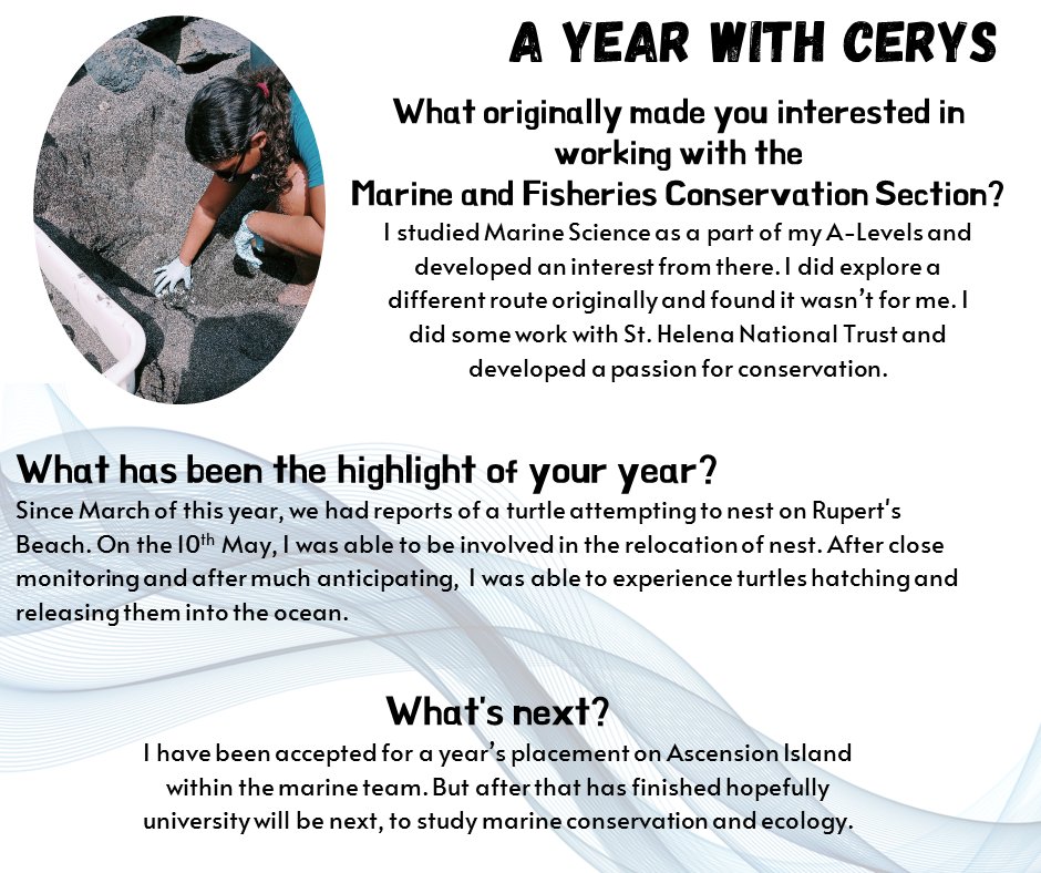 We offer an Apprenticeship scheme with the support of @BlueBeltProgramme. Cerys was the sections Apprentice for a little over a year but has now moved on to an exciting position in Ascension Island. Read below. 👇👇
 #smallislandBIGFUTURE #sthelenaMPA #Cefas #MMO #Apprenticeship