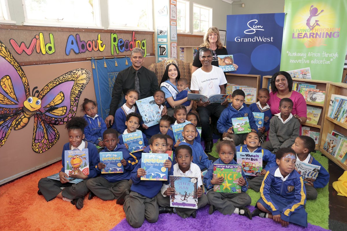 Official_MissSA's tweet photo. 📚 Literacy Day in full swing! Today @MillionThrills , @sun_grandwest and @natashajoub are spreading the love of reading at Belhar Primary School in the Western Cape. 📖✨
#misssa2023 #literacyday #readingisfun #GrandWestCares #suninternational #grandwest #sponsored https://t.co/UTxa0jbsZl
