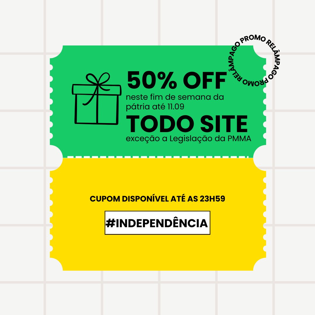 SiriusConcursos's tweet photo. Prepare-se para evolução nos estudos!
TODO SITE COM CUPOM DE 50% OFF POR TEMPO LIMITADO! Desconto nos Cronogramas de Estudos e Mapas Mentais de Direito Penal Militar
Clique no link https://t.co/0apOhPltga 
Não inclui este cupom a Legislação Básica da Polícia Militar do Maranhão https://t.co/GyS683IDkP