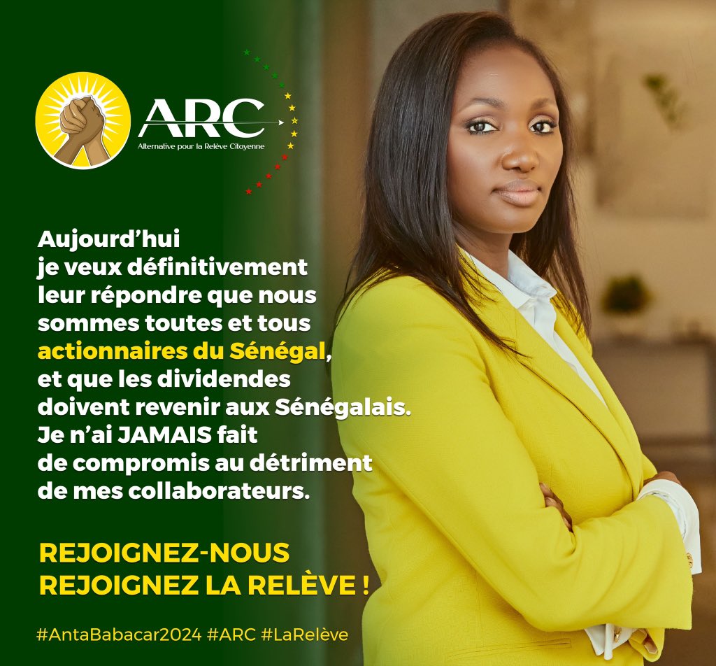 Le temps de la relève est arrivé .

#ARC #AlternativeReleveCitoyenne
#LeJourDeLaReleveEstArrive
#ReleveSenegal