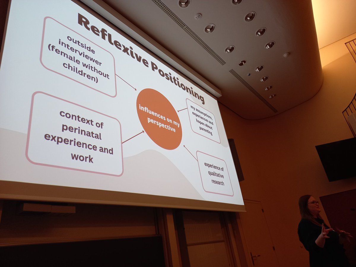 Here at #SRIP2023 - great to see <a href="/Jess_Clinpsych/">Dr Jess Hughes (she/her)</a> sharing reflexive positioning in presenting reflexive #thematicanalysis - in sharing findings on #fathers &amp; expectations of men in transition to fatherhood