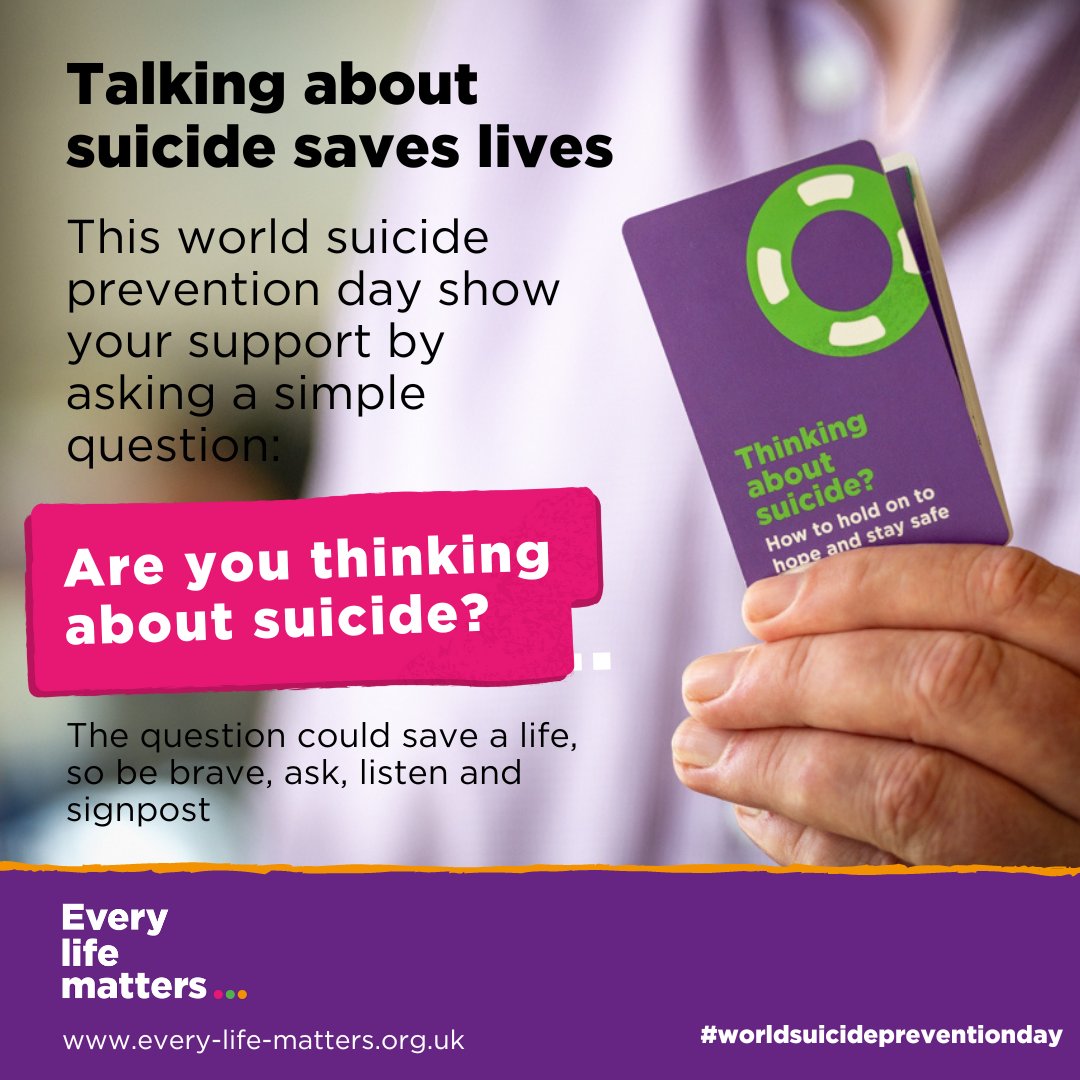 The 'suicide' question could save a life, so be brave, ask and listen. Remember that @samaritans is here for you, or for anyone you think might need us, 24/7. Call us free on 116 123, or email jo@samaritans.org. #talkingsaveslives #WorldSuicidePreventionDay2023