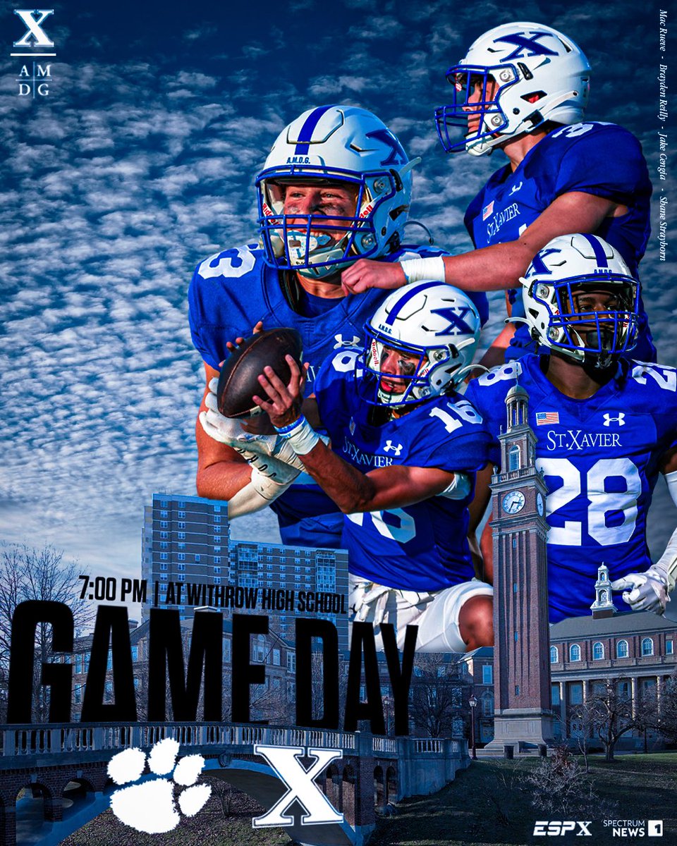 StXFB's tweet photo. It is Game Day‼️

The Bombers head to Hyde Park to face the Withrow Tigers for the first time in 22 years.

🆚 Withrow Tigers
⏰ 7:00 pm
🏟️ Angus King Stadium at Withrow HS
📍Cincinnati, OH

Game Info: https://t.co/YEE6zH9ZBM https://t.co/eKuR2OmrKh