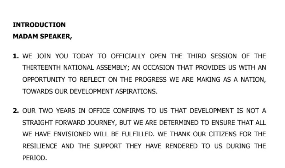 Hakainde Hichilema’s opening line in his speech to parliament earlier today. 

“Two years in office and we realize that development is not an easy process”. 

Good afternoon <a href="/joseph_kalimbwe/">Joseph Kalimbwe</a> 😂😂😂