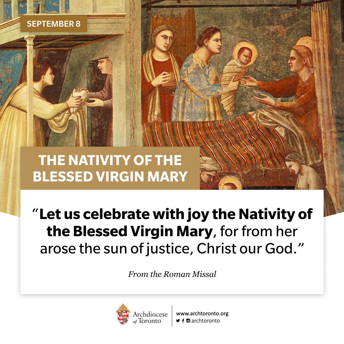 archtoronto's tweet photo. “Let us celebrate with joy the Nativity of the Blessed Virgin Mary, for from her arose the sun of justice, Christ our God.” #NativityoftheBlessedVirginMary https://t.co/L4s0fYUnxN