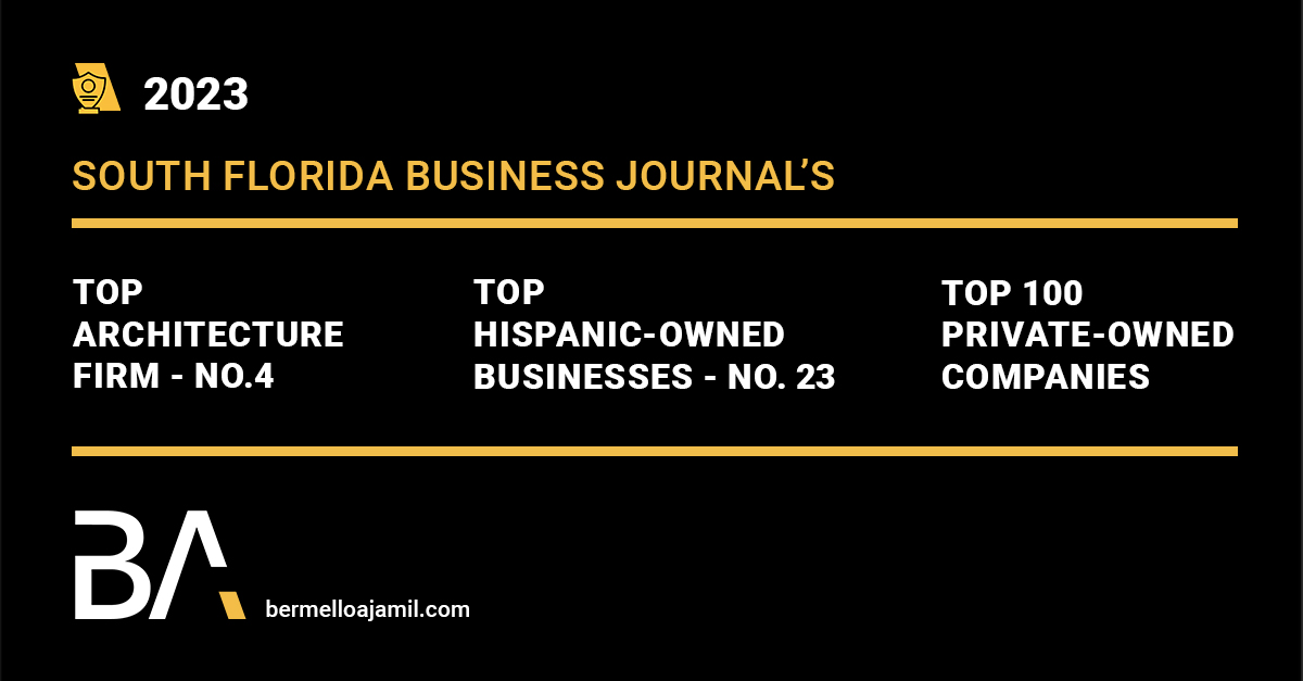 BA was ranked as the #4 Top Architecture Firm by the <a href="/SFBJNews/">South Florida Business Journal</a>  - - this marks 13 consecutive years that BA ranked in the top five.  We would like to extend our sincere appreciation to our team of professionals for their dedication.

Read more: bermelloajamil.com/2023/09/05/ber…