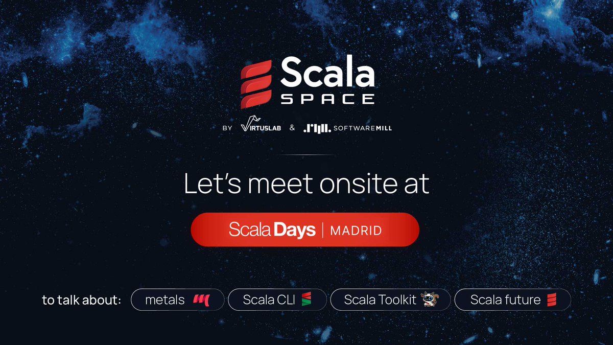 We'll be at @scaladays next week with our stand 'Where Scala meets the industry'. Let's talk about the great things coming up!
#Scala #tooling #OSS #ScalaEcosystem #ScalaCLI #metals