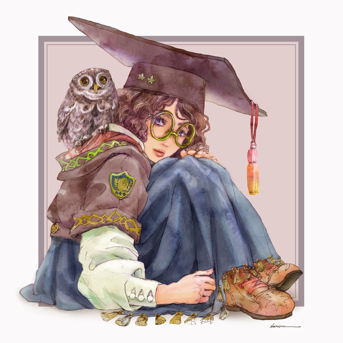 「『graduate』 シャープペンシル/Photoshop/透明水彩 #illu」|渡邊 春菜のイラスト