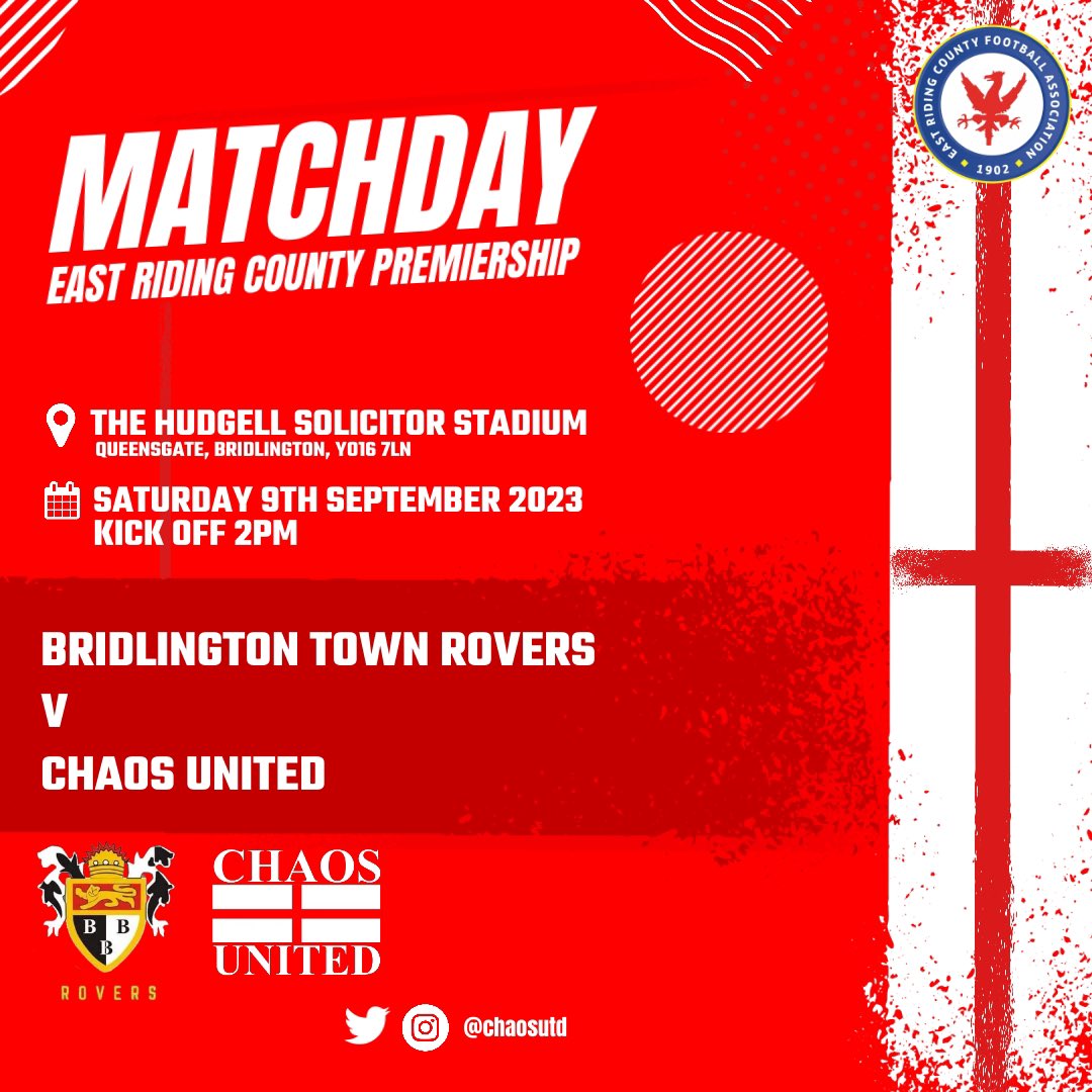 Tomorrow sees us take the trip up the East Coast to Queensgate to take on Bridlington Town Rovers looking to build on last weeks win 🏴󠁧󠁢󠁥󠁮󠁧󠁿