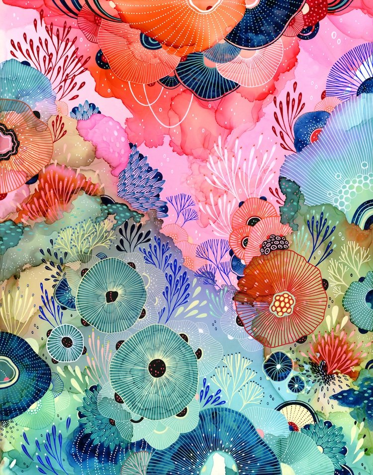 womensart1's tweet photo. Artist Yellena James creates kaleidoscopic, biomorphic artworks that resemble colourful ecosystems #WomensArt https://t.co/1hgZ7FtqSl