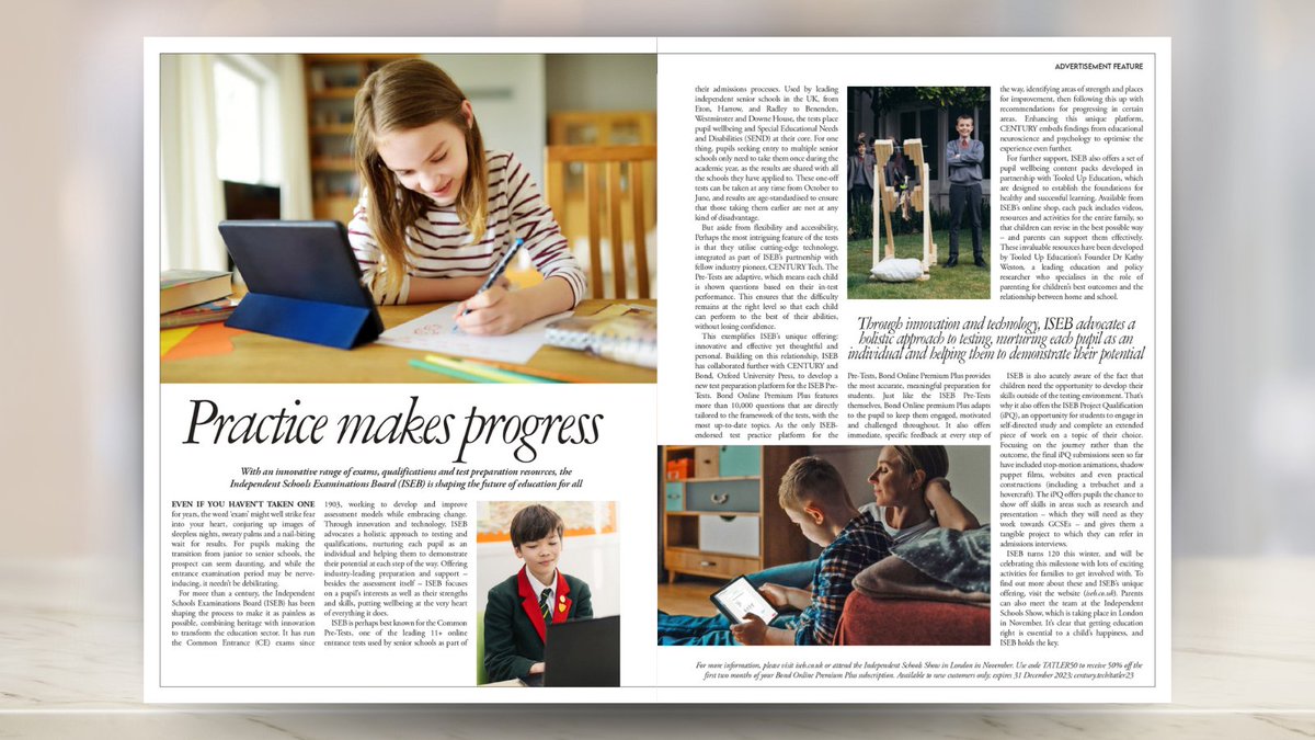 ISEBawards's tweet photo. ISEB is delighted to form part of the @Tatlermagazine Good Schools Guide 2024!
Why not grab yourself a copy as we head into the weekend.
Link: https://t.co/x6XJAhUKt5
#ISEB120 #TestPractice #CommonPreTests #Admissions https://t.co/1KOUyYcbPh