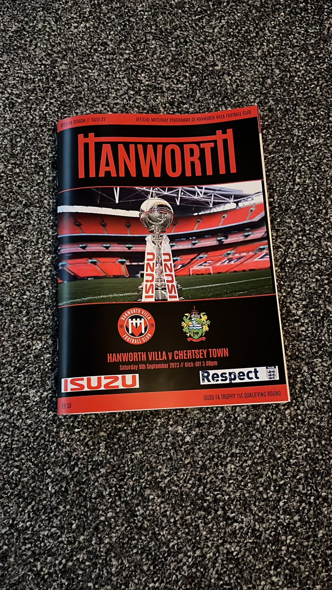 #TomorrowsProgrammeToday @HanworthVillaFC versus @TheCurfews available from the club shop, get them early! @NonLgeProgs @IsuzuFATrophy @FaTrophy4 @NonLeagueCrowd