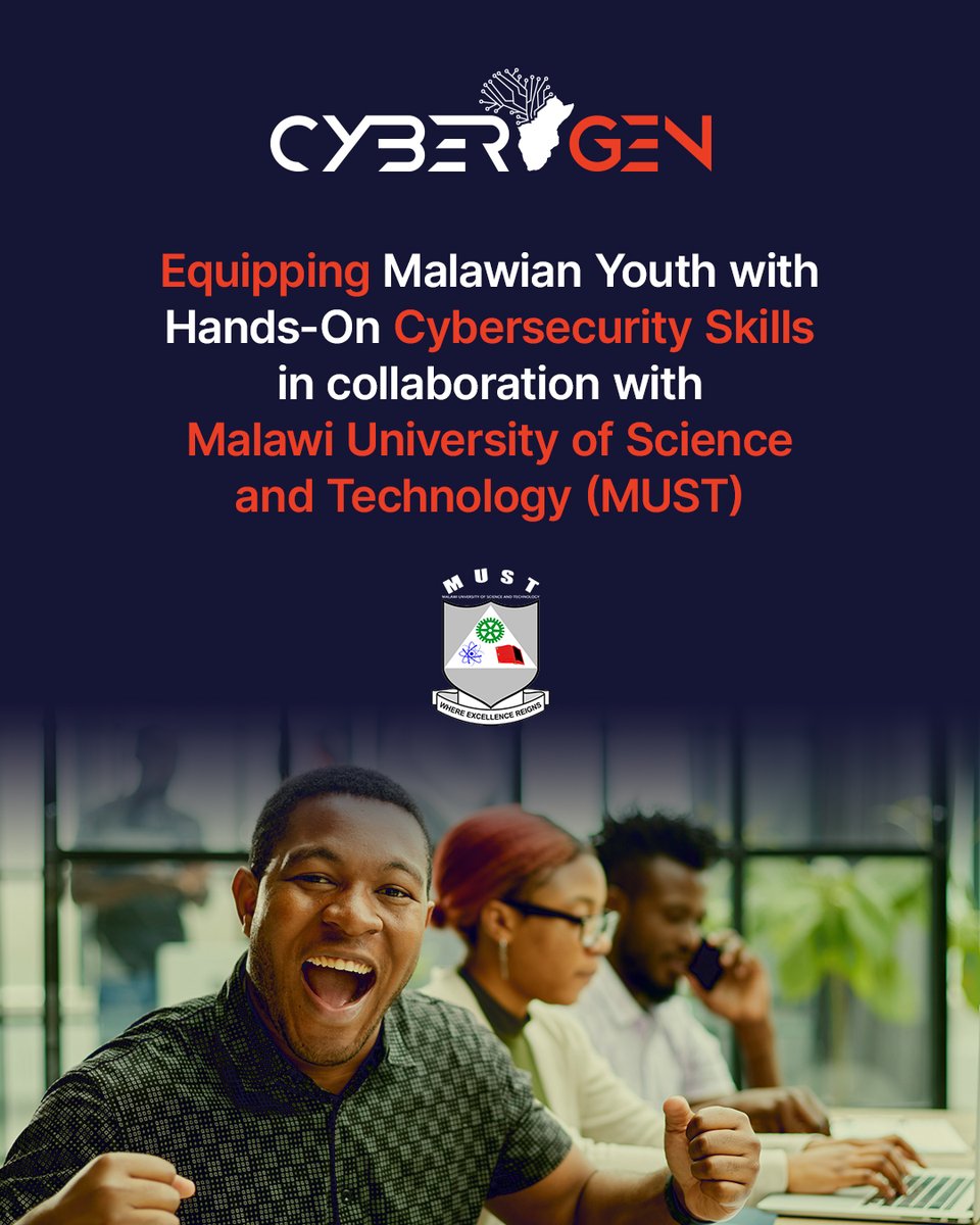 The Pilot Cohort of #CyberGen &amp; <a href="/mustmalawi/">MUST</a> #CyberSecurity #Upskilling programme starts on 🗓️ Sept 8, 2023.

Contact Allan Nila Chongwe, Lecturer, Computer Science at Malawi 🇲🇼 University of Science and Technology via 📧 mustcybergen@must.ac.mw to be part of Cohort 2.