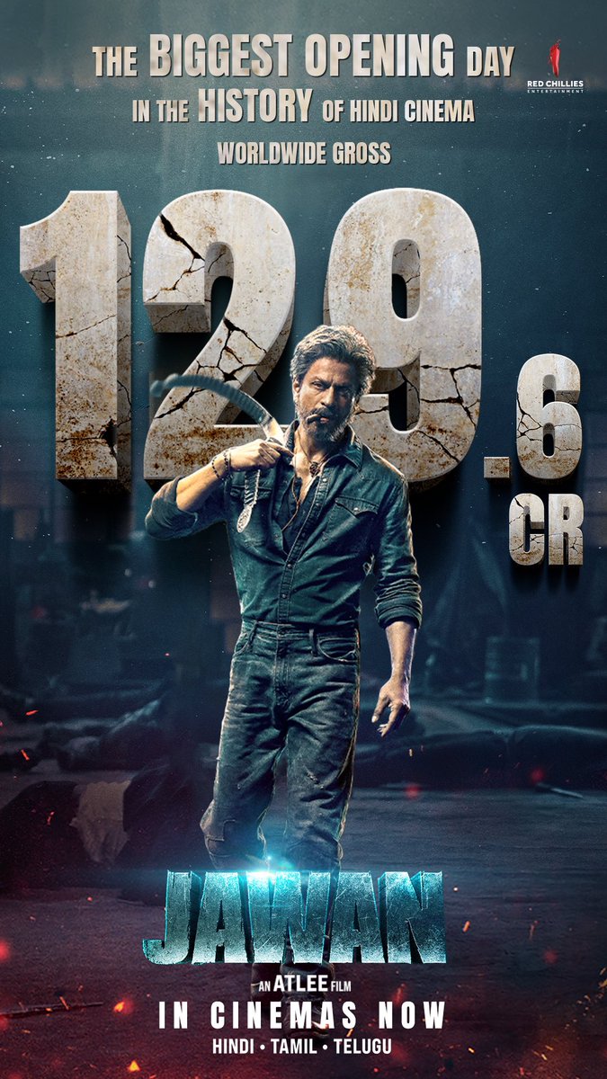 mdrj007's tweet image. #Jawan Biggest Opening Day Collection in the History of India Cinema 129.6 Croere #Tabahi macha diya #ShahRukhKhan𓃵 @iamsrk #JawanReview