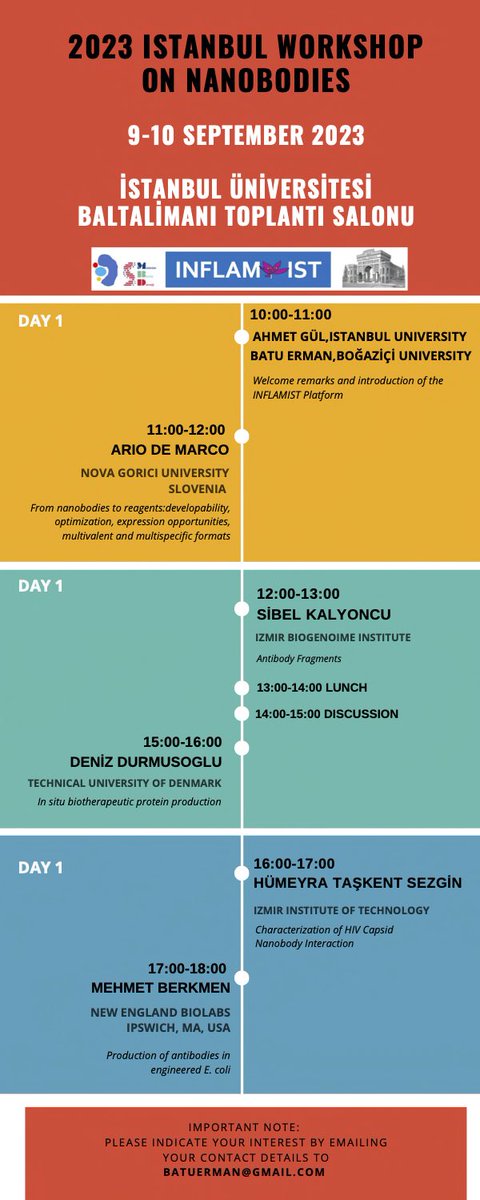 inflamist's tweet photo. 🧬🧬 2023 İstanbul Workshop on Nanobodies

TÜBİTAK 1004 INFLAMIST PROJECT 
Moleküler Biyoloji Derneği

🗓9-10 September 2023
📍İstanbul Üniversitesi Baltalimanı Toplantı Salonu

#Workshop #RareDisease #FMF #Networking #INFLAMIST https://t.co/RTX4MHOgSu