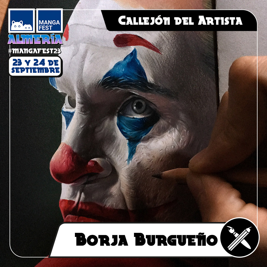 Mangafest's tweet photo. 🎨 Borja Burgueño estará en el Callejón del Artista de #Mangafest23 #Almería

Apasionado del mundo de los superhéroes, videojuegos y cine que realiza ilustraciones tradicionales con lápices de color y pastel

📅 23 y 24 de septiembre
📍 Almería
💻 https://t.co/CvZQ72EtlJ https://t.co/Xb9LNmAV6K