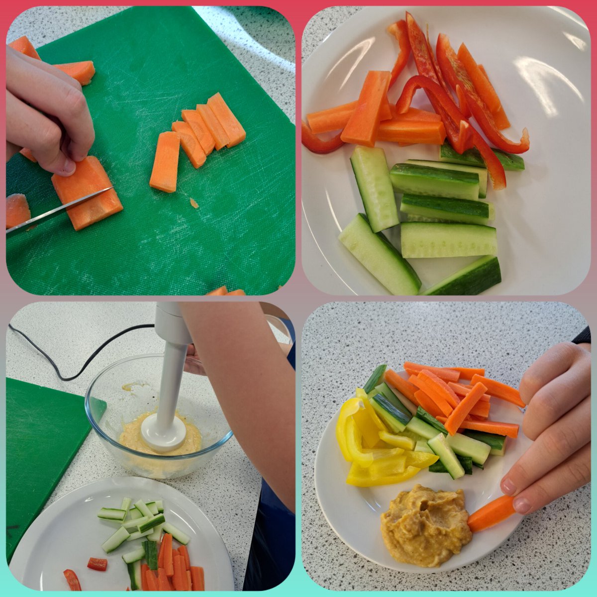 Nice veg prep from S2 this week. Learning about nutrition for toddlers with a tasty home made hummus and veg sticks 😋 #BGE #nutrition #hummus #eattherainbow