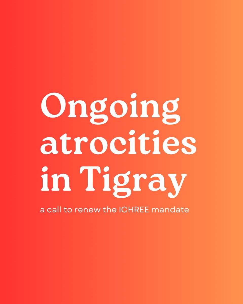 The people of Tigray are suffering from atrocities and famine. We urge <a href="/UNHumanRights/">UN Human Rights</a> <a href="/antonioguterres/">António Guterres</a> <a href="/JosepBorrellF/">Josep Borrell Fontelles</a> <a href="/SecBlinken/">Secretary Antony Blinken</a> to renew ICHREE for another year and hold the perpetrators accountable. #RenewICHREE #TigrayGenocide