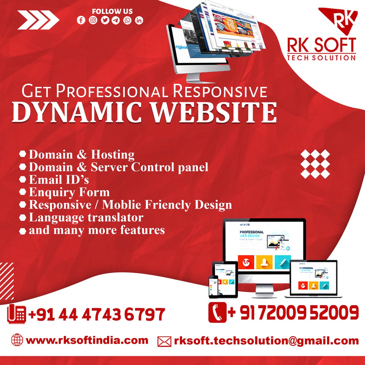rksoftindia's tweet photo. RK Soft Tech Website Development Company in Chennai.

Dynamic Website Services
🌑Domain &amp; Hosting
🌑Domain &amp; Server Control Panel
🌑Email ID's
🌑Enquiry Form
🌑Language Translator
🌑Responsive/Mobile Friendly Design
🌑Many More Features

 CALL
📞 72009 52009

 #software #design https://t.co/6fq8fJcbyG