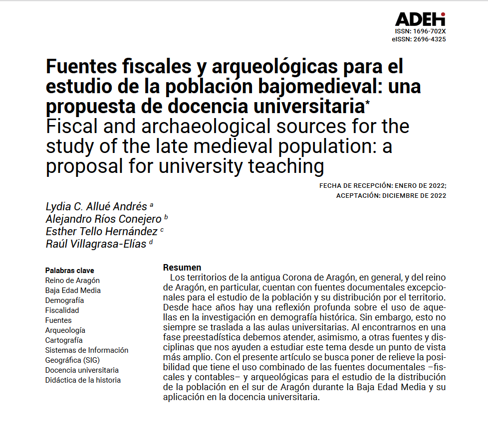 RevistaADEH's tweet photo. ¿Sin ideas este nuevo curso que comienza para abordar el estudio de la población en la enseñanza universitaria? Lydia C. Allué y sus colegas te proponen combinar fuentes fiscales y arqueológicas. Léelo completo en https://t.co/mSbJaLEyri https://t.co/g3vbifBm1X