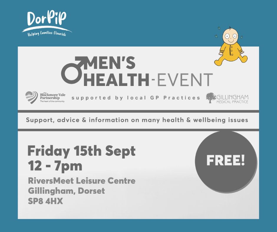 Men's Health Event - Tomorrow 12pm-7pm 📅 Hosting by the Blackmore Vale Partnership Don't miss out on this incredible opportunity to connect with experts and organizations dedicated to men's health and well-being! 🌟Dads, Be sure to pick up a DorPIP Dads leaflet! #MensHealth