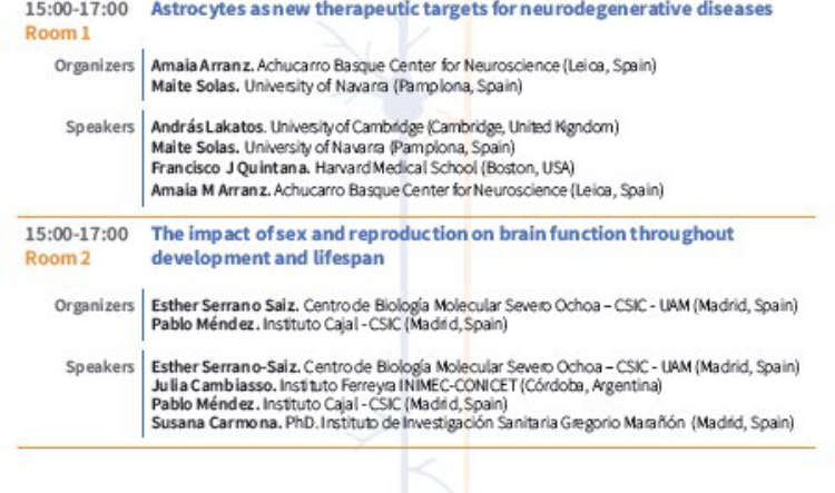 SENC_'s tweet photo. ⏰📣En marcha la jornada de la tarde del #SENCDay con dos interesantes simposios sobre los #astrocitos como 💊 nuevos agentes terapéuticos y sobre cómo el sexo y la reproducción afectan nuestro cerebro 🧠

¡No os los perdáis!

 #IBRO2023 @IBROorg @ConchiLillo @LakatosLab https://t.co/P6V3JOgQly