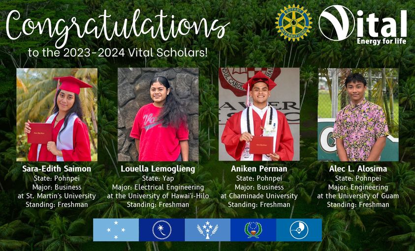 JesuitsEast's tweet photo. Vital Energy Micronesia, the largest energy supplier of the Federated States of Micronesia (FSM), announced the college freshmen who have been named the 2023-2024 Vital Scholars! Congratulations to Xavier Micronesia grads Sara and Aniken and Yap Catholic High School grad Louella! https://t.co/2lHdA99LkC