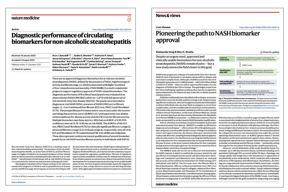 rabataller's tweet photo. Huge article by @ArunJSanyalVCU, @DrLoomba et al in @NatureMedicine on the performance of NASH BIOMARKERS.

Read also the great editorial by @marurinella and @AleksanderKrag 

#livertwitter #MedTwitter https://t.co/NznrePQzZE https://t.co/DlUVsQslTB https://t.co/X0nxxm0mTK