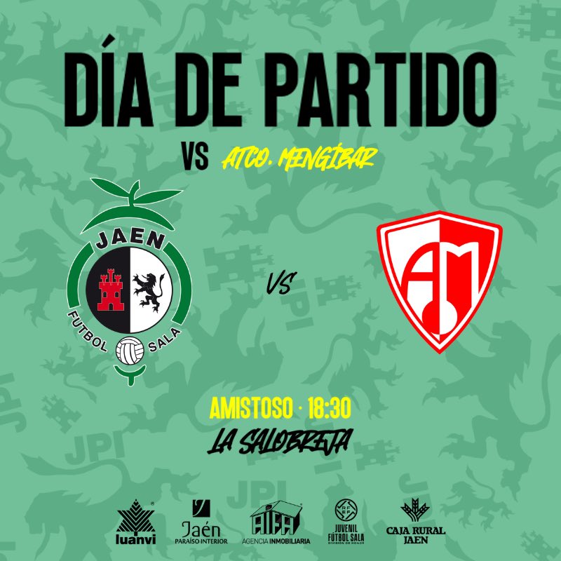 JaenFSbase's tweet photo. 🟡 JUVENIL DIVISIÓN DE HONOR

💛 DÍA DE PARTIDO 💛

▶️ Derbi provincial en La Salobreja

⚽️ 18:30 🆚 @Mengibar_FS 
🏟️ La Salobreja

🎟️ Entrada gratuita 

#SomosJaén💛#FuturoAmarillo https://t.co/IT9uPJSIvm
