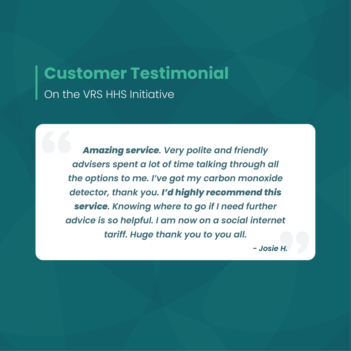 Josie H's testimonial regarding the VRS HHS Initiative.

Find out more about the initiative ➡ bit.ly/3BsGDIh