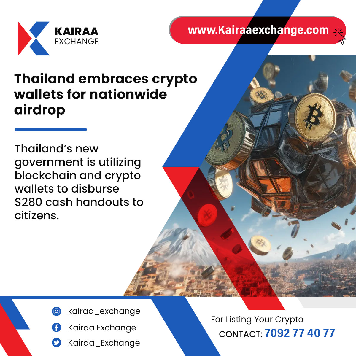 Kairaa_Exchange's tweet image. Thailand accepts cryptocurrency wallets for a widespread airdrop .

For more details and updates..
Website : kairaaexchange.com 
Mail Id : Support@kairaaexchange.io

#kairaaexchange #cryptoexchange #cryptocollection #thailand #cryptocurrency #airdrop #crypto #cryptotrading