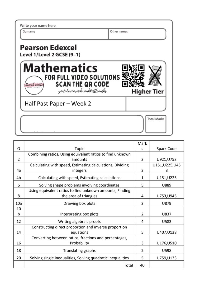 Amazing first TikTok LIVE of the year last night! Stream stayed at around 400 students which isn’t bad at all for September! Week 2 Papers are now up on hannahkettlemaths.co.uk for the next Live on Thursday 14th Sept: 7pm (F) and 7:45pm (H)