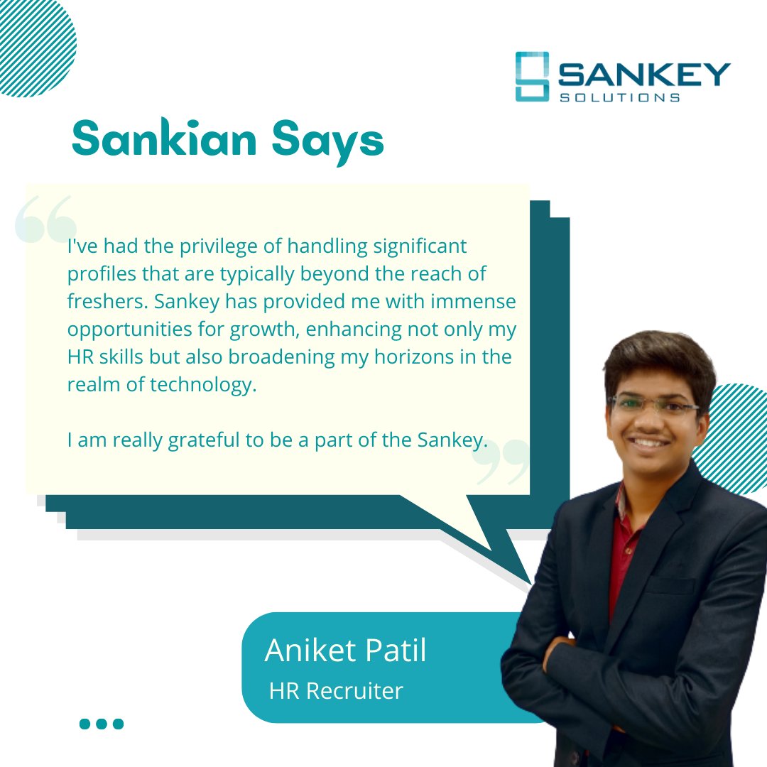 Our supportive environment encourages experimentation, providing the fertile ground for continuous learning, and enabling individuals to reach their full potential.

Here's a testament from one of our incredible team members who's thriving on this journey. 🙌

#sankeysolutions