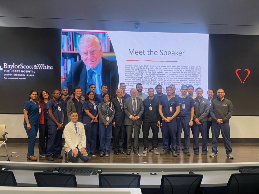 This week, we had the privilege of welcoming the world renowned Dr. Valentín Fuster to our Grand Rounds. He was so gracious to spend time with the current fellows discussing how he perceives the future of cardiology in the world of AI! #CardioTwitter @txchapteracc @bswhealth