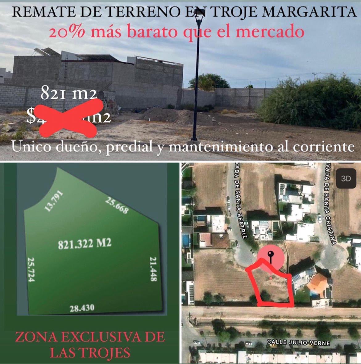 Remate de terreno 

PRECIO AVALUO 4,800 m2 
PRECIO DE VENTA 3,900 m2 

Automaticamente una inversión asegurada! 
Trato directo y negociable.