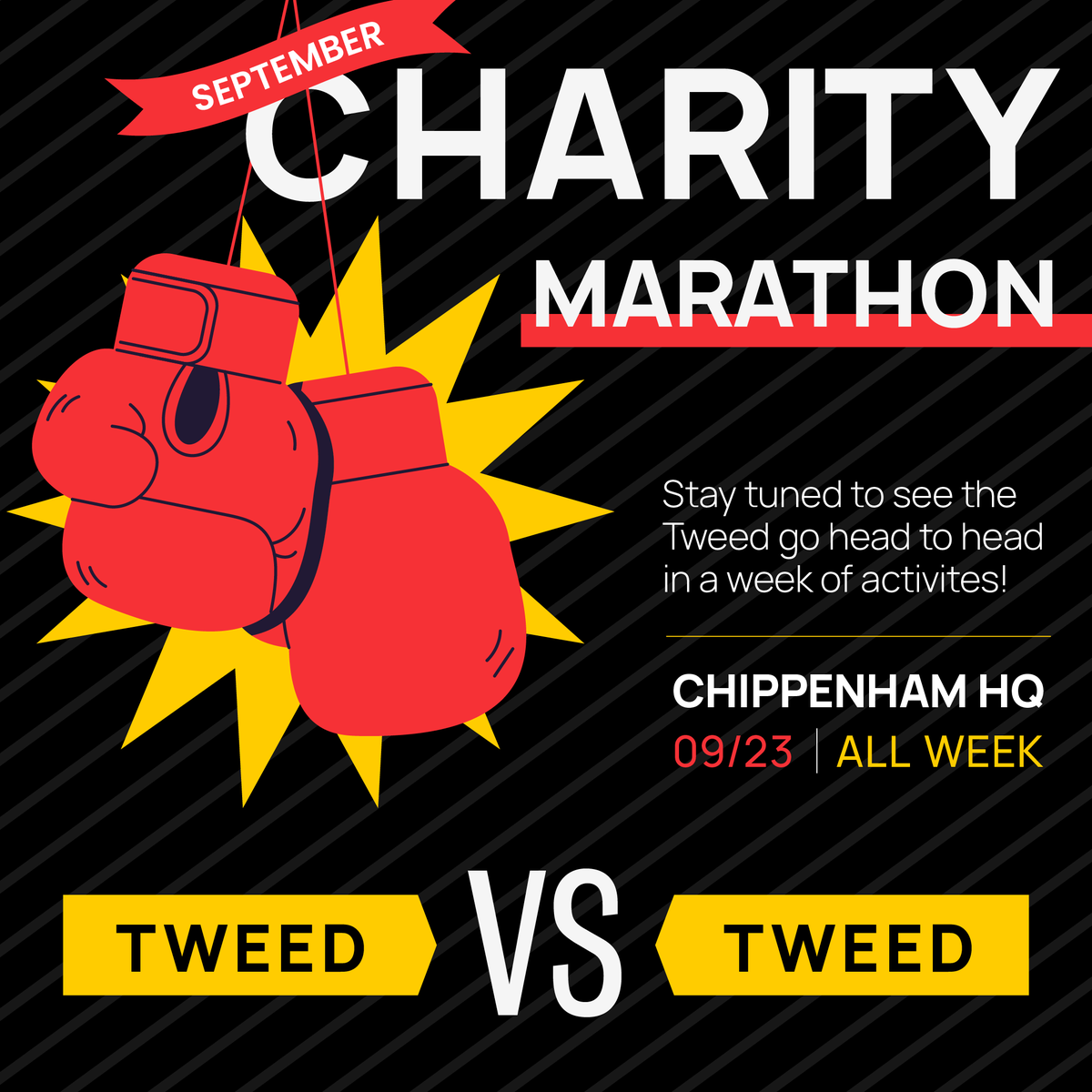 We are taking part in September Charity Month by going head to head with each other in a week of silly games, with the winner getting a donation to their chosen charity by Milk &amp; Tweed! Follow our Instagram and TikTok for updates! 👀 🥊 #Fundraising #CharityMonth